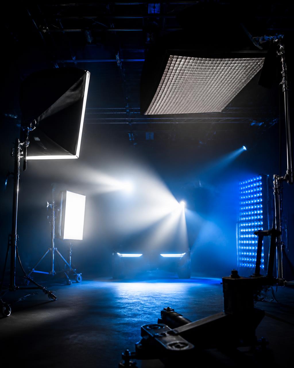 Plateau de tournage avec panneaux LED